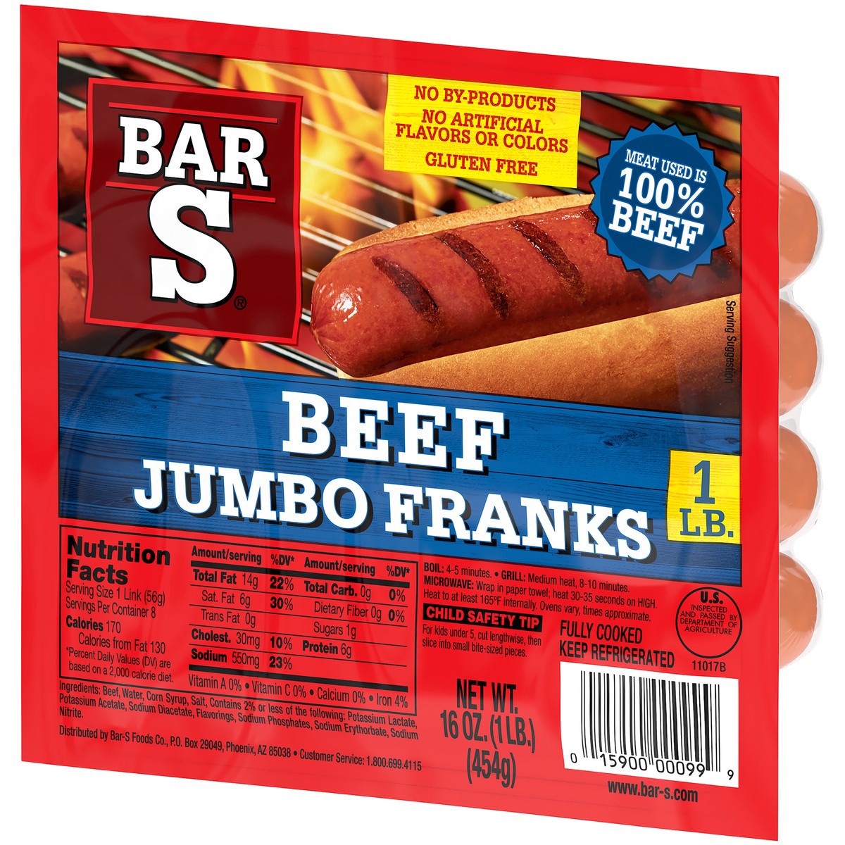 slide 5 of 9, Bar-S Bar S Frank Beef Jumbo, 16 oz