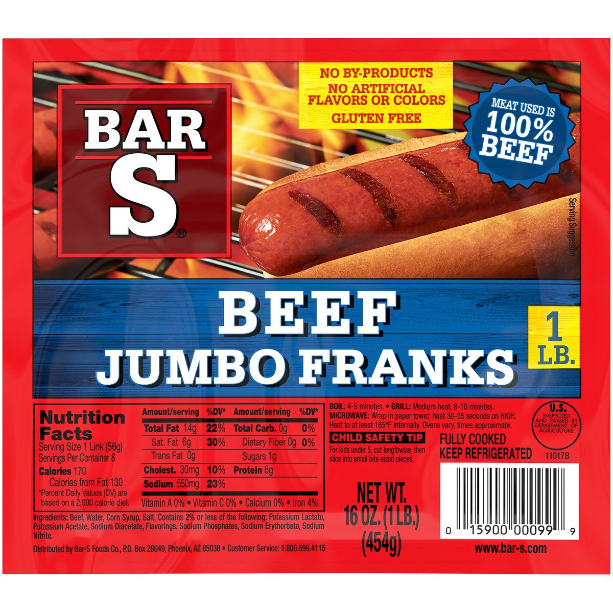 slide 7 of 9, Bar-S Bar S Frank Beef Jumbo, 16 oz