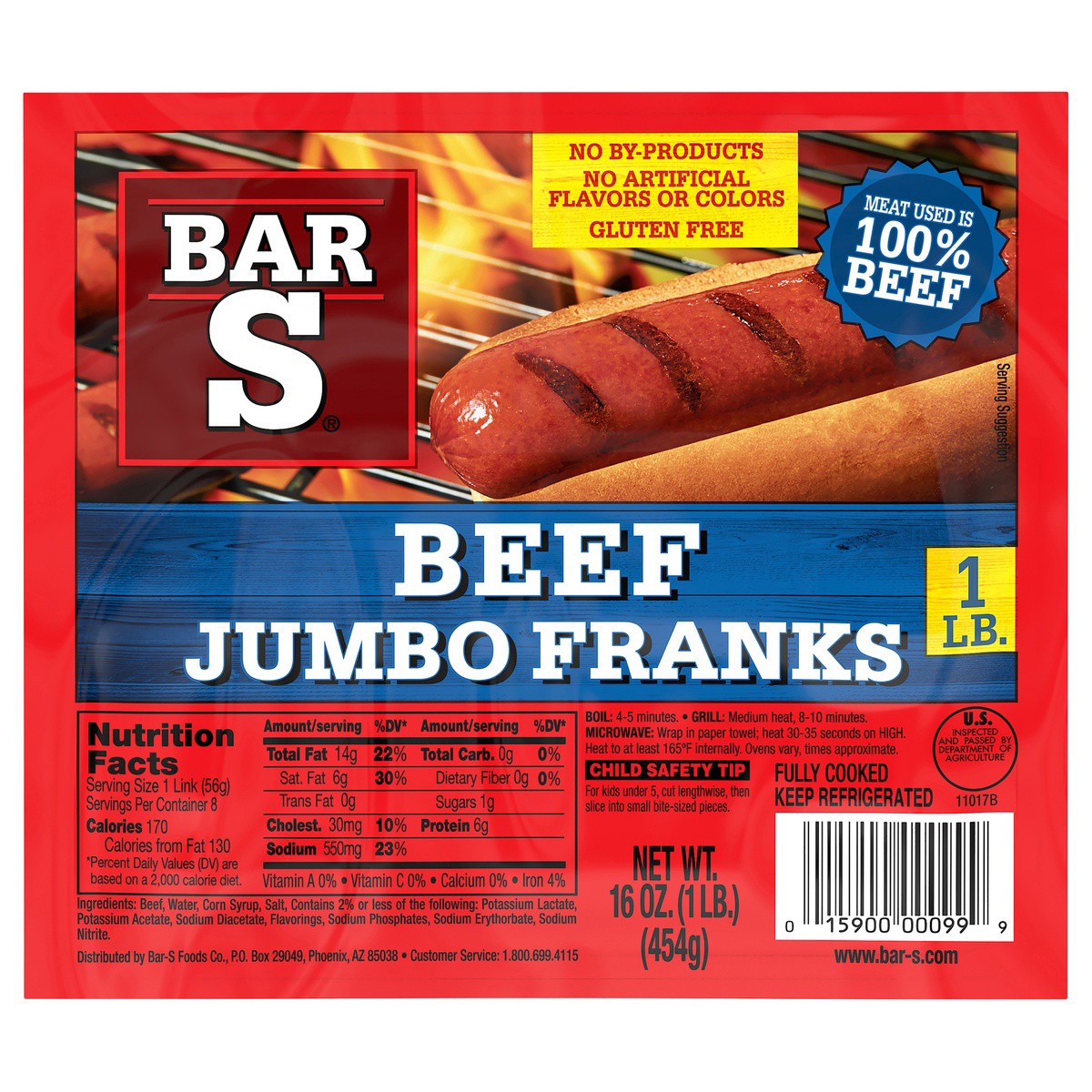 slide 1 of 9, Bar-S Bar S Frank Beef Jumbo, 16 oz