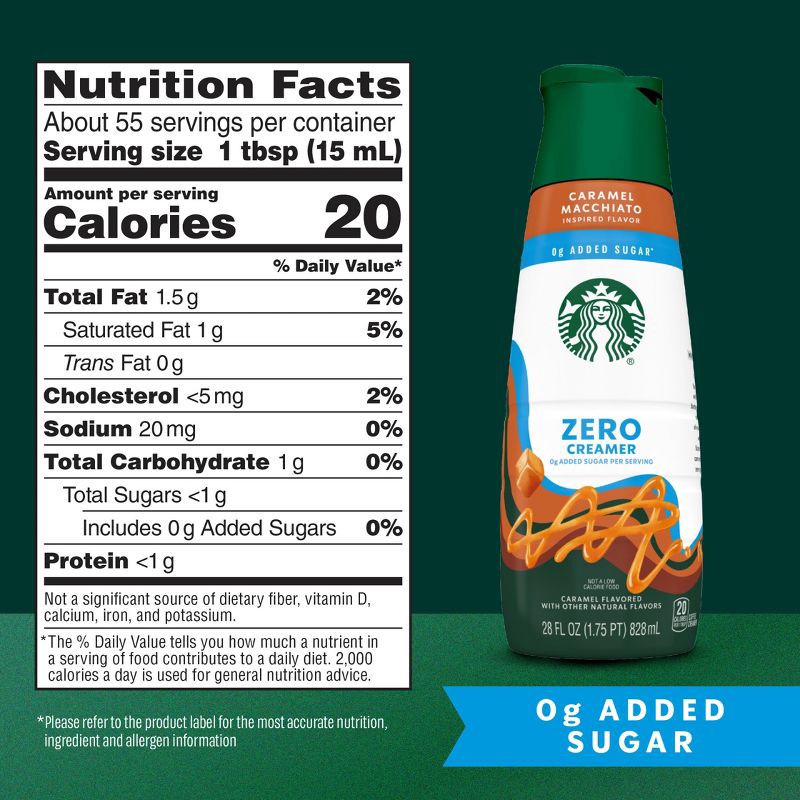 slide 6 of 7, Starbucks Creamer Dairy Zero Sugar Caramel Macchiato Coffee Creamer - 28 fl oz, 28 fl oz