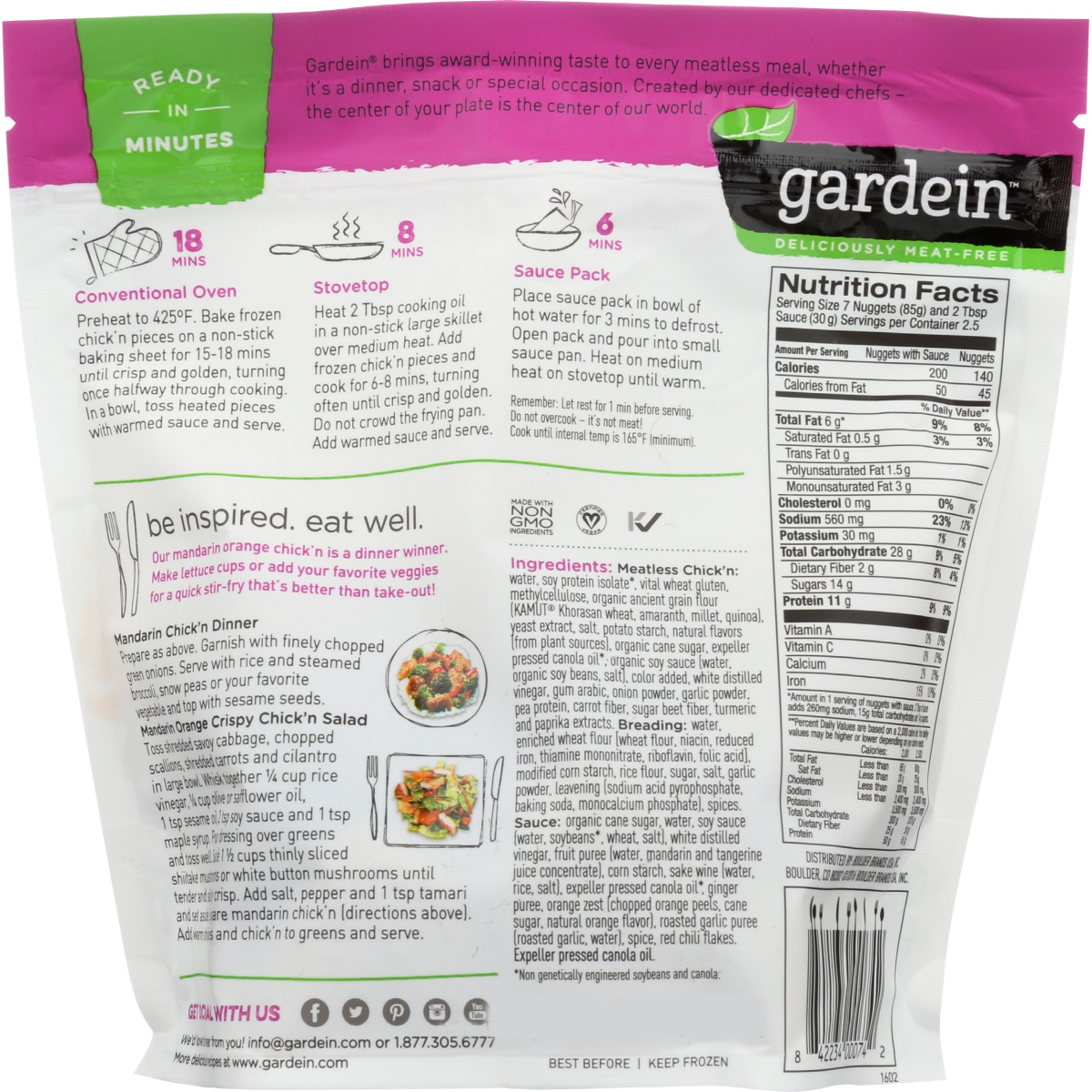 slide 2 of 2, Gardein Mandarin Orange Crispy Chick'n 10.5 oz, 10.5 oz