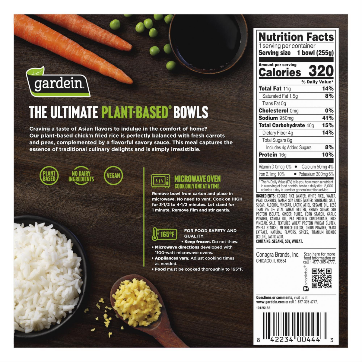 slide 2 of 4, Gardein Ultimate Plant-Based Chick'n Fried Rice Bowl, Frozen Meal, 9 oz., 9 oz