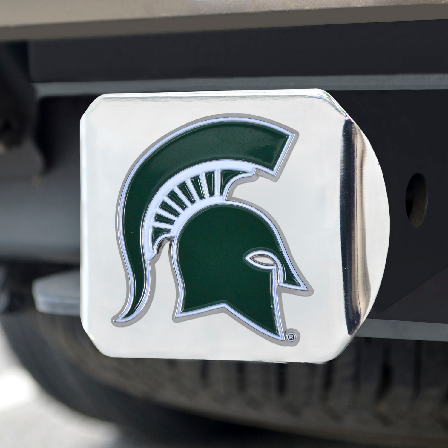 slide 2 of 2, Fanmats Chrome Hitch Cover Mich State, 1 ct