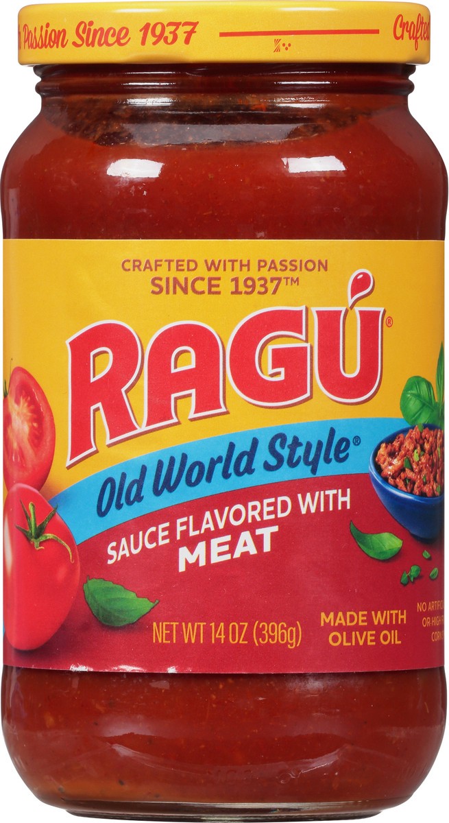 slide 3 of 11, Ragu Old World Style Flavored with Meat Sauce 14 oz, 14 oz