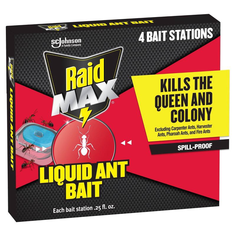 slide 1 of 14, Raid Max Liquid Ant Bait Indoor Ant Trap - 4ct: Kills Ants, Indoor Use, 2.8" Depth, 4 ct