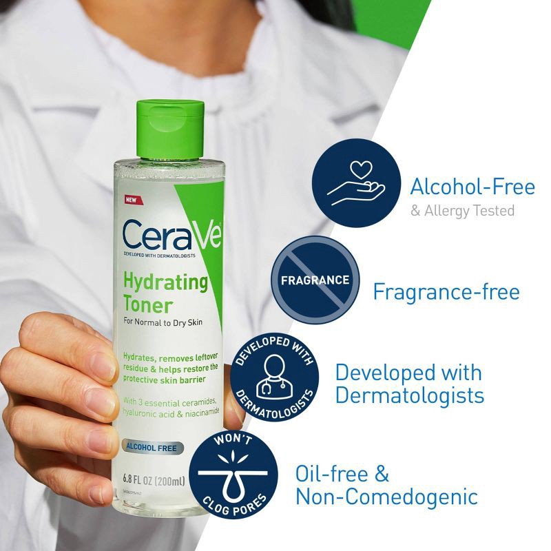 slide 3 of 17, CeraVe Hydrating Toner for Face, Alcohol Free Facial Toner for Normal to Dry Skin - 6.8 fl oz, 6.8 fl oz