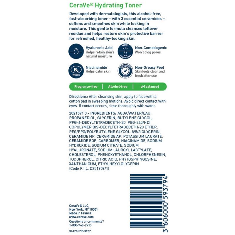 slide 17 of 17, CeraVe Hydrating Toner for Face, Alcohol Free Facial Toner for Normal to Dry Skin - 6.8 fl oz, 6.8 fl oz