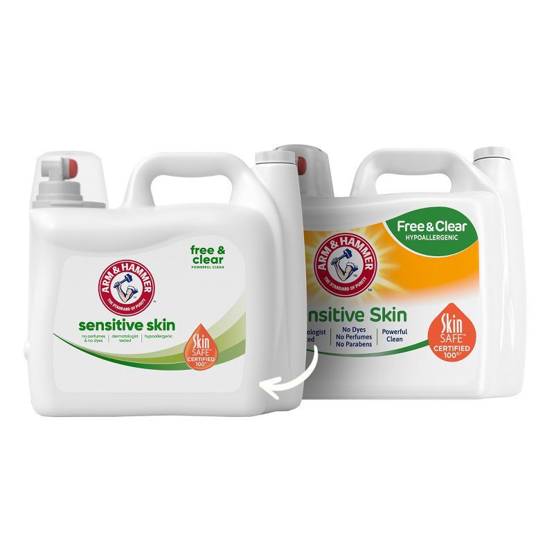 slide 2 of 10, Arm & Hammer Free & Clear Sensitive Skin HE Liquid Laundry Detergent 140 Loads - 140 fl oz, 140 fl oz