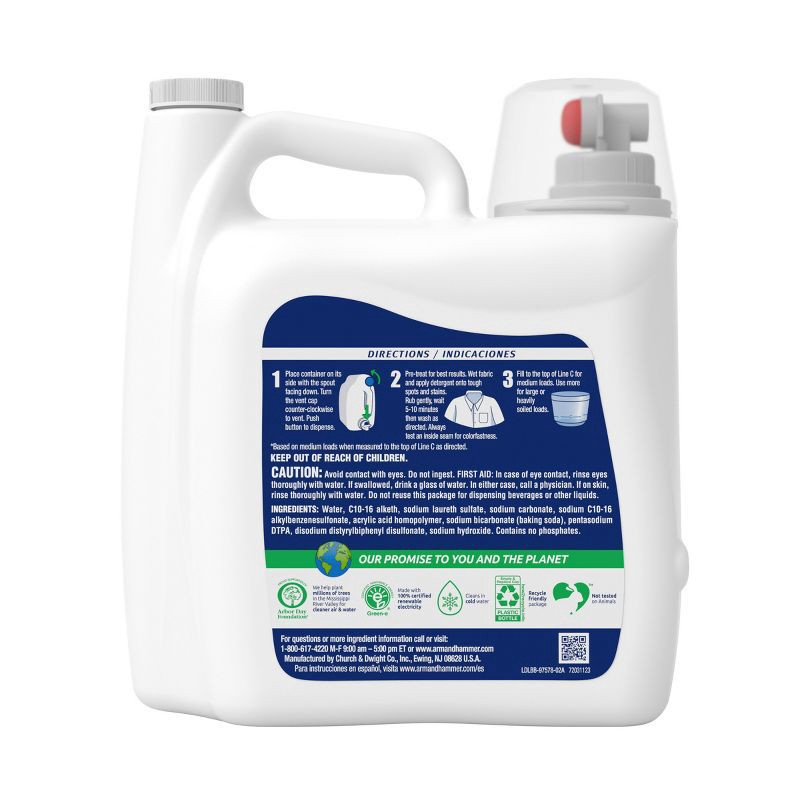 slide 10 of 10, Arm & Hammer Free & Clear Sensitive Skin HE Liquid Laundry Detergent 140 Loads - 140 fl oz, 140 fl oz