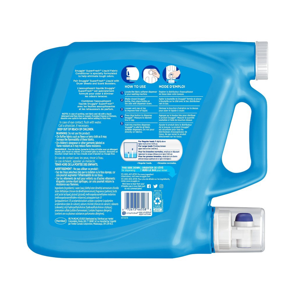 slide 4 of 6, Snuggle SuperFresh Liquid Fabric Softener - Original - 140 fl oz, 140 fl oz