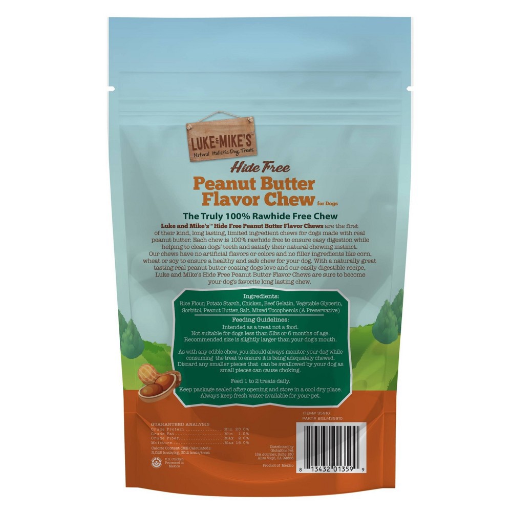 slide 3 of 3, Luke & Mike's Rawhide Free Peanut Butter Chew Sticks Dog Treats - 10ct/3.5oz, 10 ct; 3.5 oz