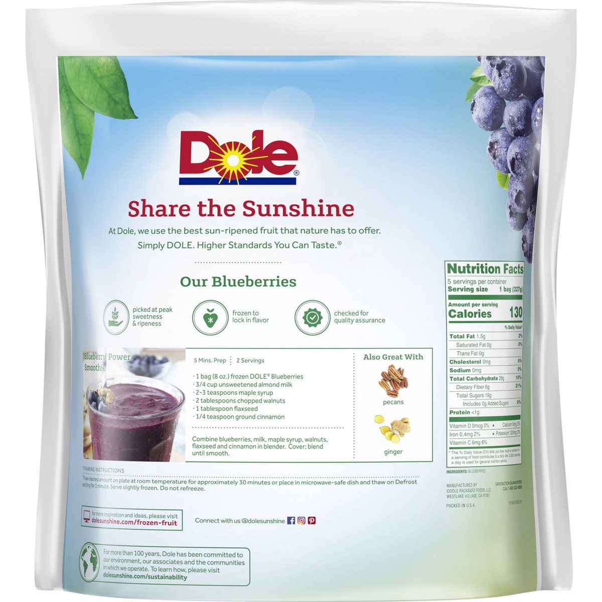 slide 5 of 9, Dole Blueberries Bags, 40 oz