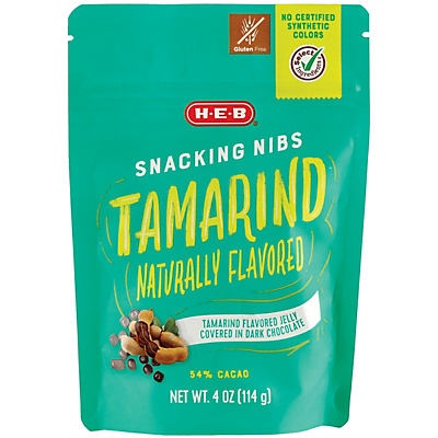 slide 1 of 1, H-E-B Select Ingredients Dark Chocolate Tamarind Snacking Nibs, 4 oz