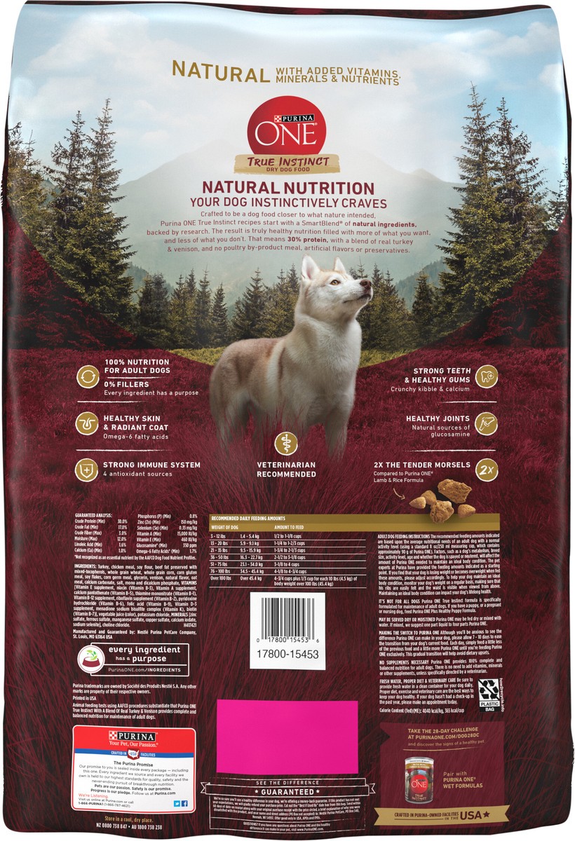 slide 7 of 8, Purina ONE True Instinct With A Blend Of Real Turkey and Venison Dry Dog Food - 27.5 lb. Bag, 27.5 lb