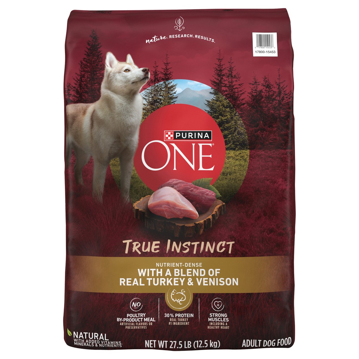 slide 1 of 8, Purina ONE True Instinct With A Blend Of Real Turkey and Venison Dry Dog Food - 27.5 lb. Bag, 27.5 lb