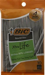 BiC Round Stic Black Ink Xtra Life Medium Ball Pens 10 ea