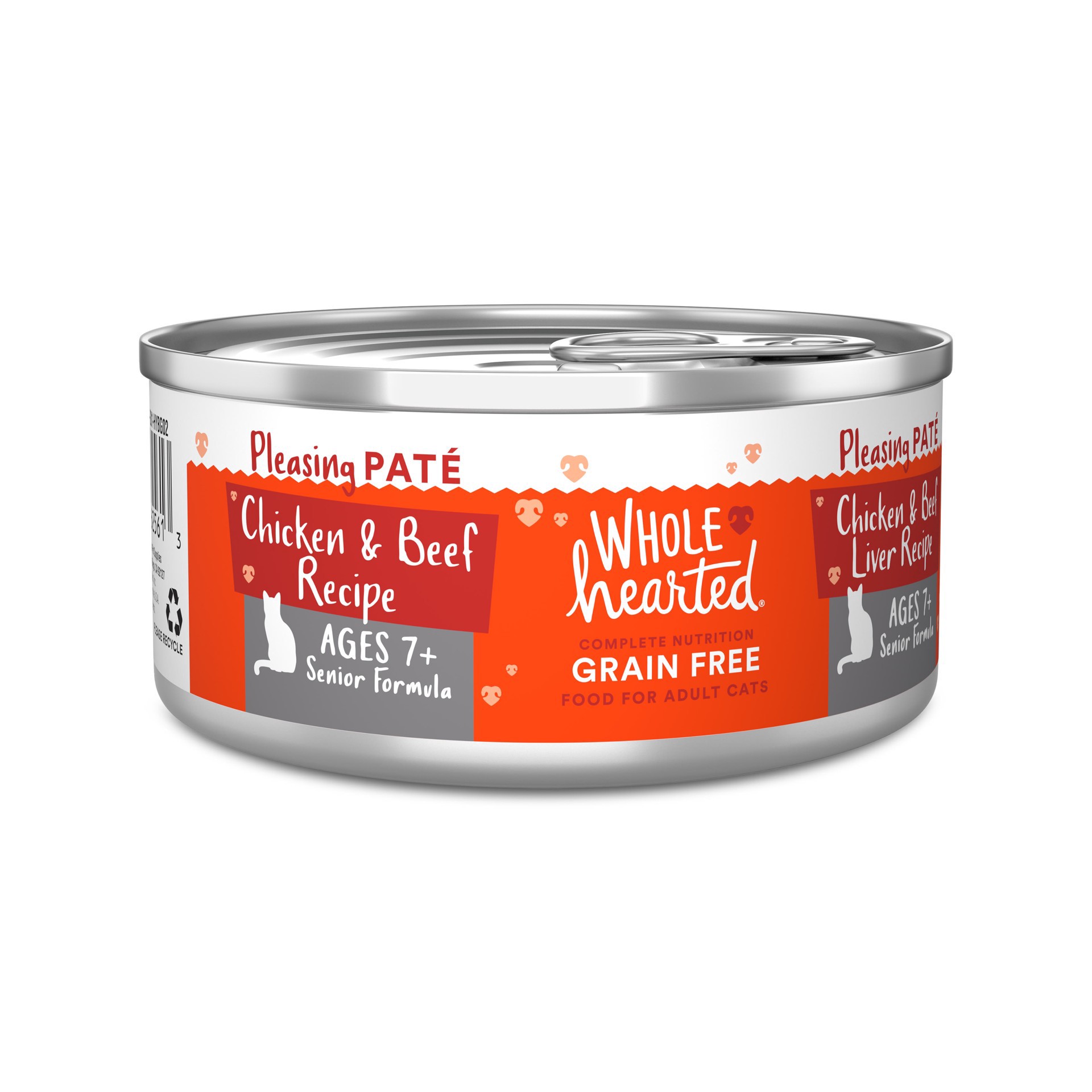 slide 1 of 1, WholeHearted Grain Free Chicken and Beef Liver Senior Wet Cat Food Pate, 5.5 oz., 5.5 oz