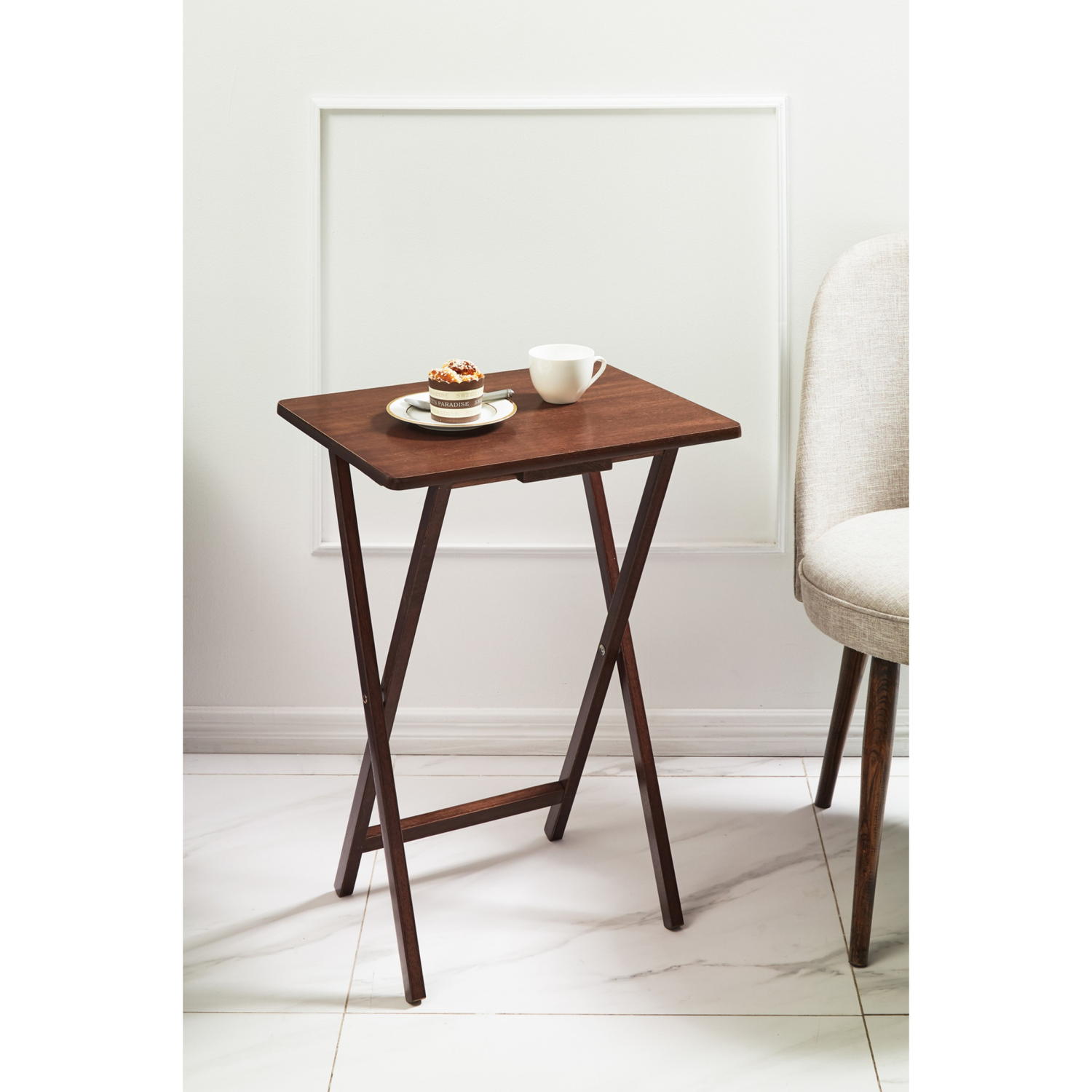 slide 3 of 8, Home Tray Table, L14.57 In X W19.09 In X H25.98 In, Single, Espresso Color., 25.98 in h