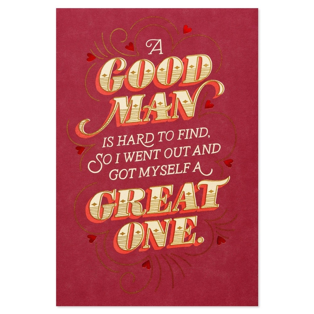 slide 4 of 5, Carlton Cards Valentine's Day Card for Him 'Good Man Lettering', 1 ct