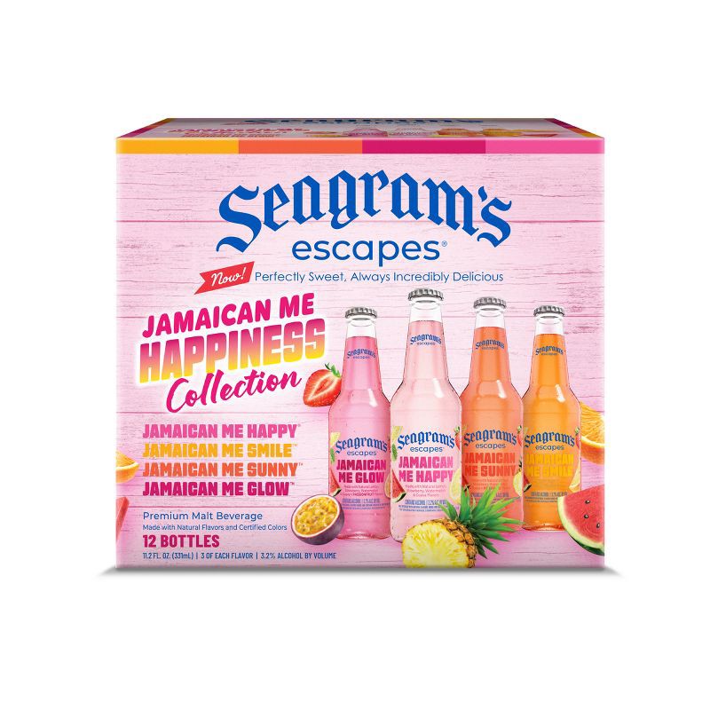 slide 1 of 11, Seagram's Escapes Seasonal Ice Variety Pack - 12/11.2 fl oz Bottle, 12/11.2 fl oz