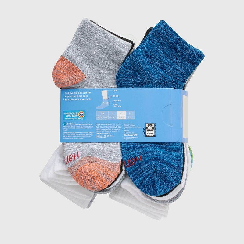 slide 3 of 4, Hanes Boys' 20pk Ankle Socks - Colors May Vary S: Lightweight, Moisture Wicking, Flat Seams, 20 ct