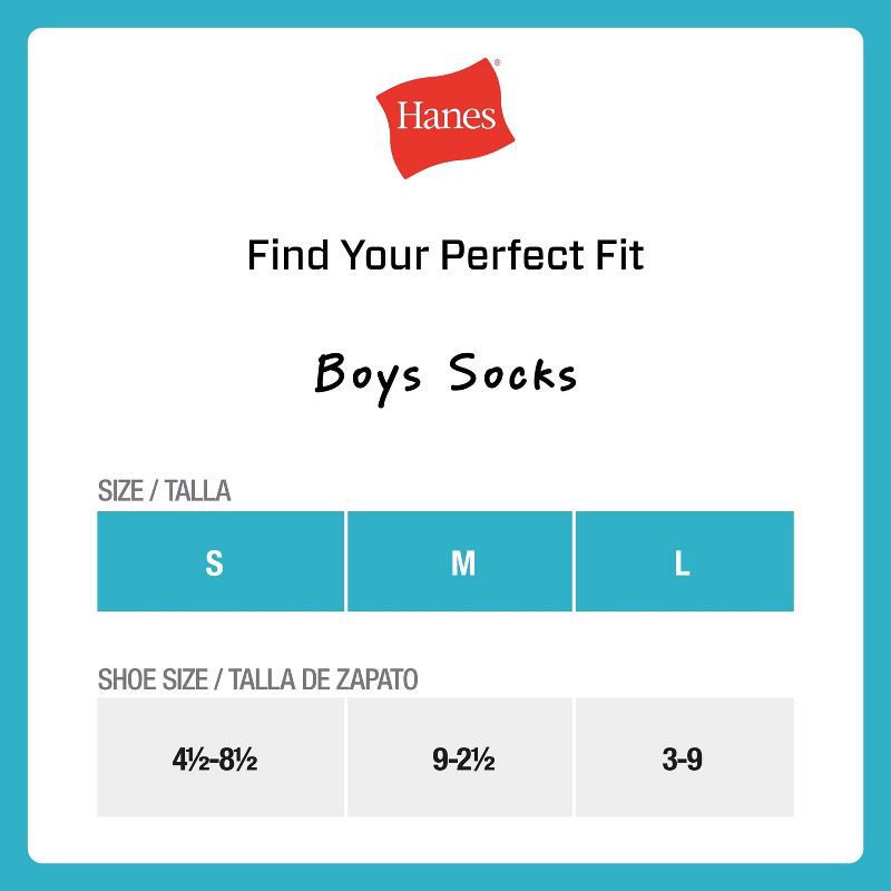 slide 4 of 4, Hanes Boys' 20pk Ankle Socks - Colors May Vary S: Lightweight, Moisture Wicking, Flat Seams, 20 ct