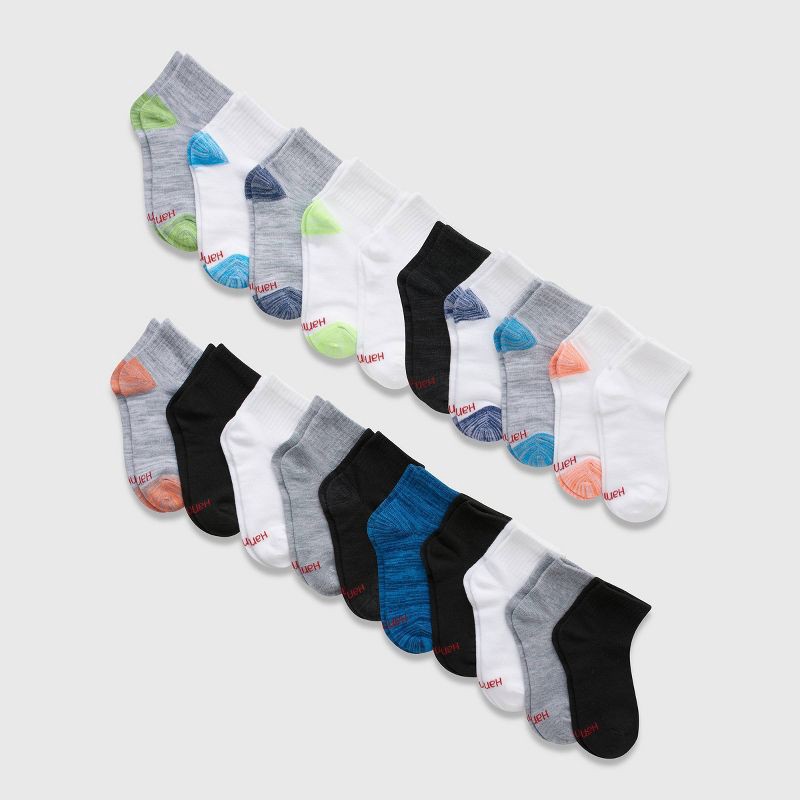 slide 1 of 4, Hanes Boys' 20pk Ankle Socks - Colors May Vary M, 20 ct