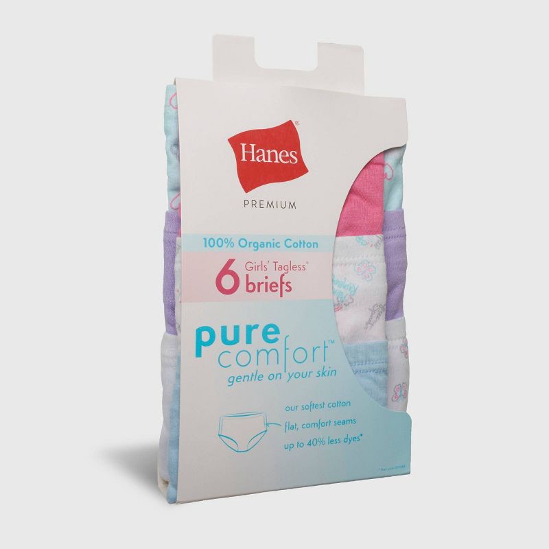 Hanes Premium Girls' 6pk Pure Comfort Briefs - Colors May Vary 12 6 ct