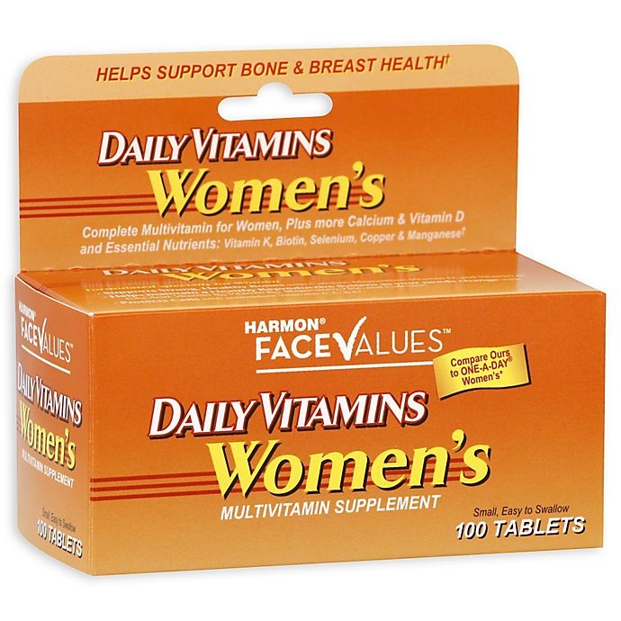 slide 1 of 1, Harmon Face Values Women's Daily Vitamins Multivitamin Supplement, 100 ct
