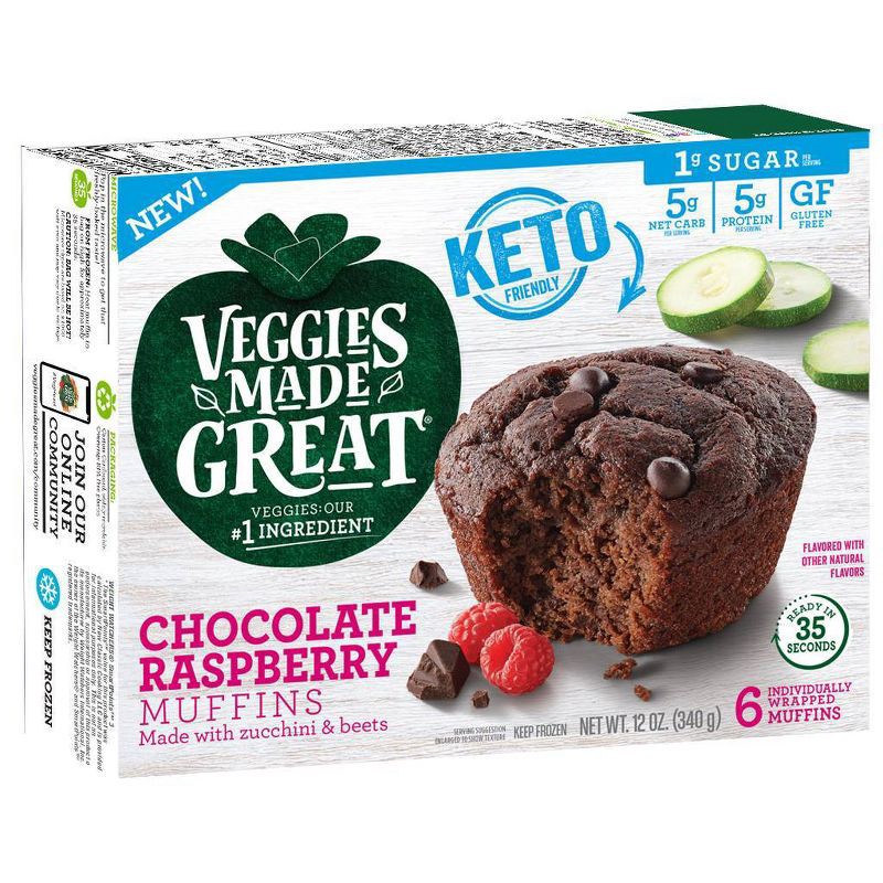 slide 1 of 3, Garden Lite Veggies Made Great Gluten Free Frozen Keto Chocolate Raspberry Muffin - 12oz, 12 oz