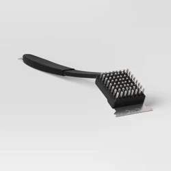 18" Grill Brush with Integrated Metal Scraper and Bristles Black - Room Essentials™: BBQ Scrubber, Grill Tools