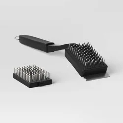 Tough Grill 2pc Brush Black - Room Essentials™: Stainless Steel Bristle, Polypropylene Handle, No Assembly Required