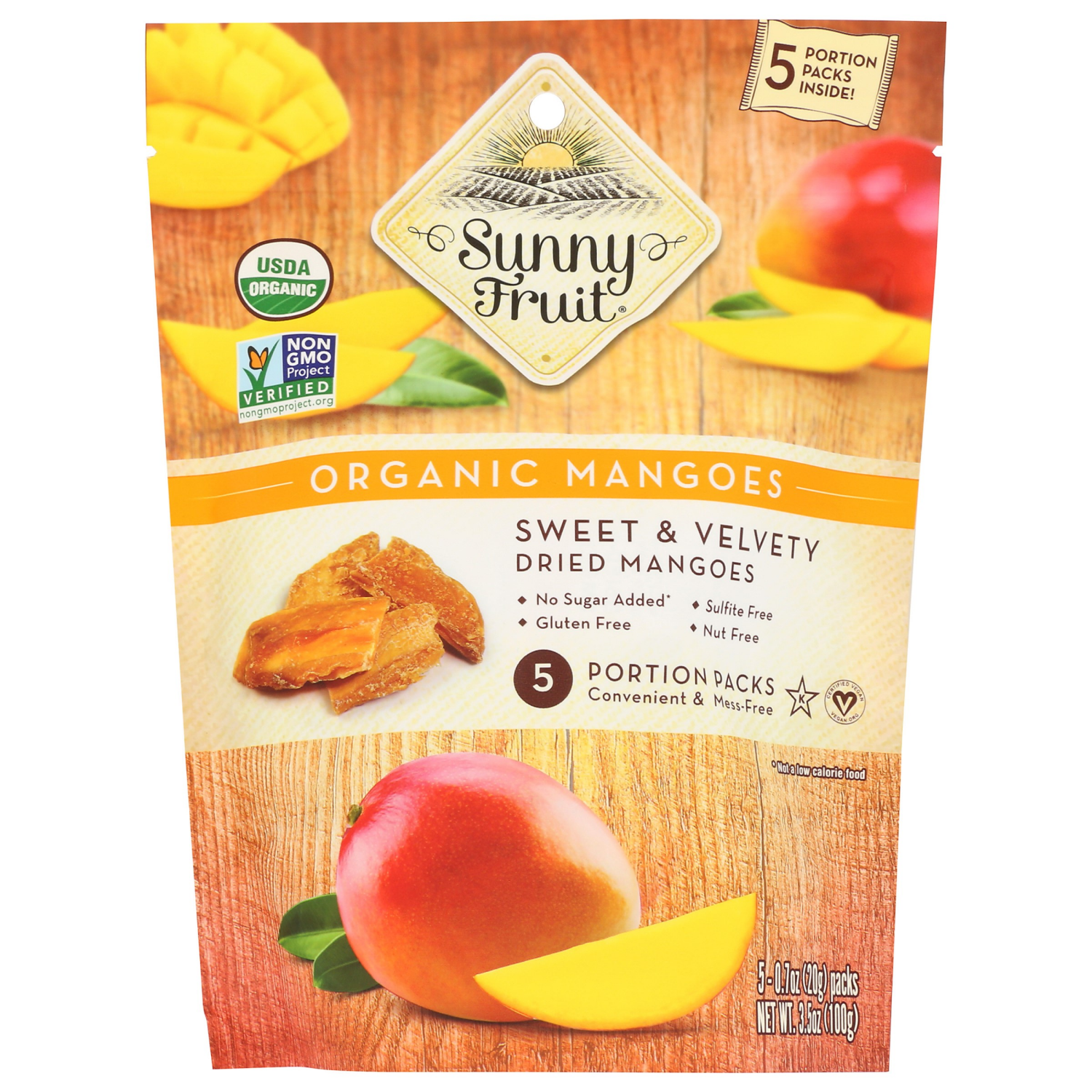slide 1 of 2, Sunny Fruit Organic Mangoes 5 - 0.7 oz Packs, 5 ct