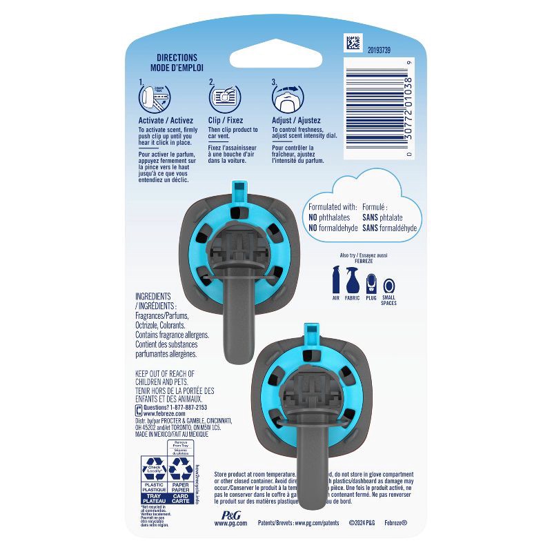 slide 10 of 10, Febreze Car Air Freshener Vent Clip - Berry & Bramble - 0.13 fl oz/2pk, 2 ct; 0.13 fl oz