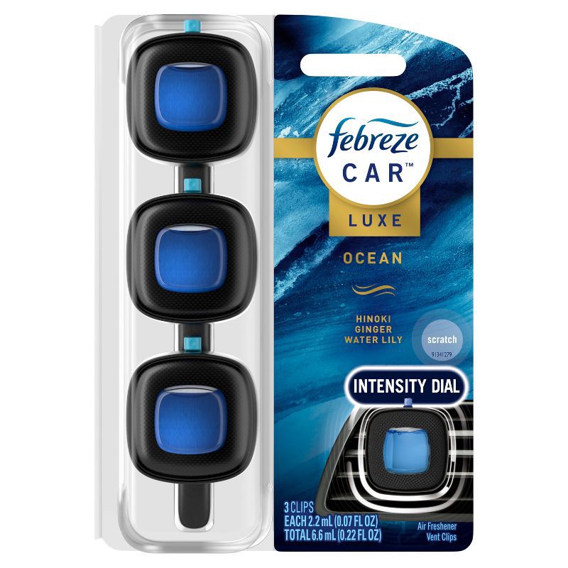 slide 2 of 12, Febreze Car Air Freshener Vent Clip - Ocean - 0.22 fl oz/3pk, 0.22 fl oz, 3 ct
