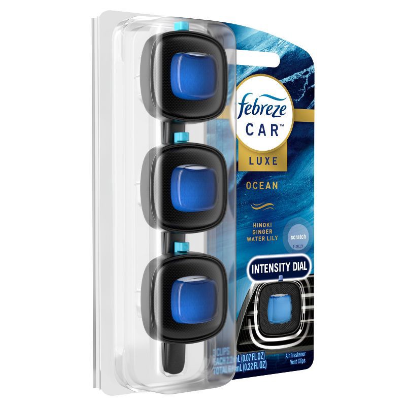 slide 10 of 12, Febreze Car Air Freshener Vent Clip - Ocean - 0.22 fl oz/3pk, 0.22 fl oz, 3 ct