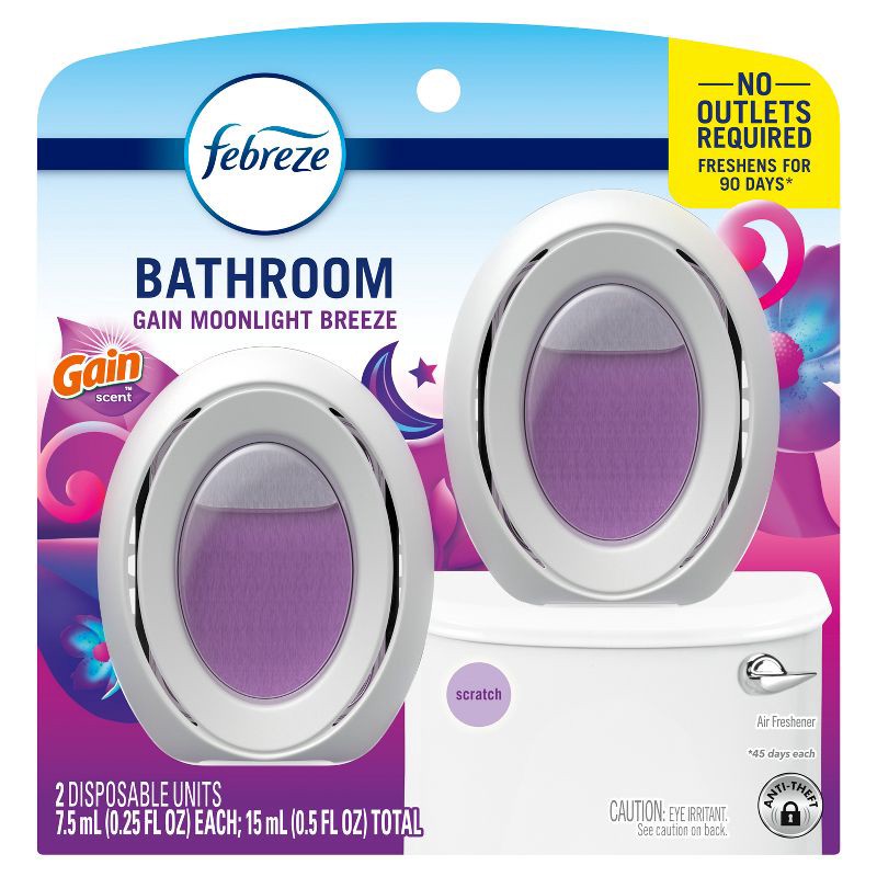 slide 3 of 6, Febreze Gain Moonlight Breeze Bathroom Air Freshener - 2ct, 2 ct