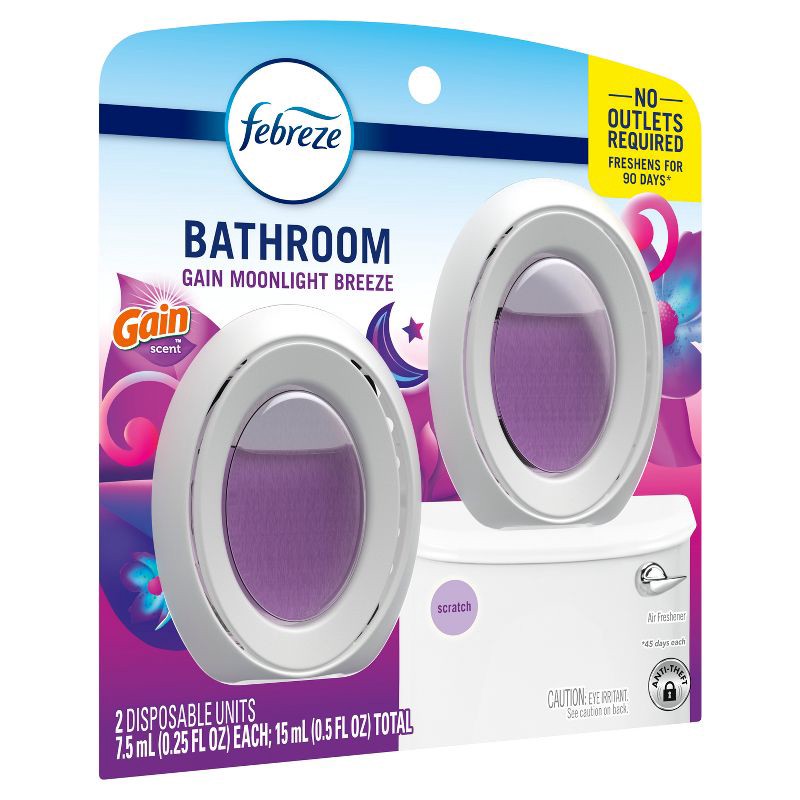 slide 4 of 6, Febreze Gain Moonlight Breeze Bathroom Air Freshener - 2ct, 2 ct