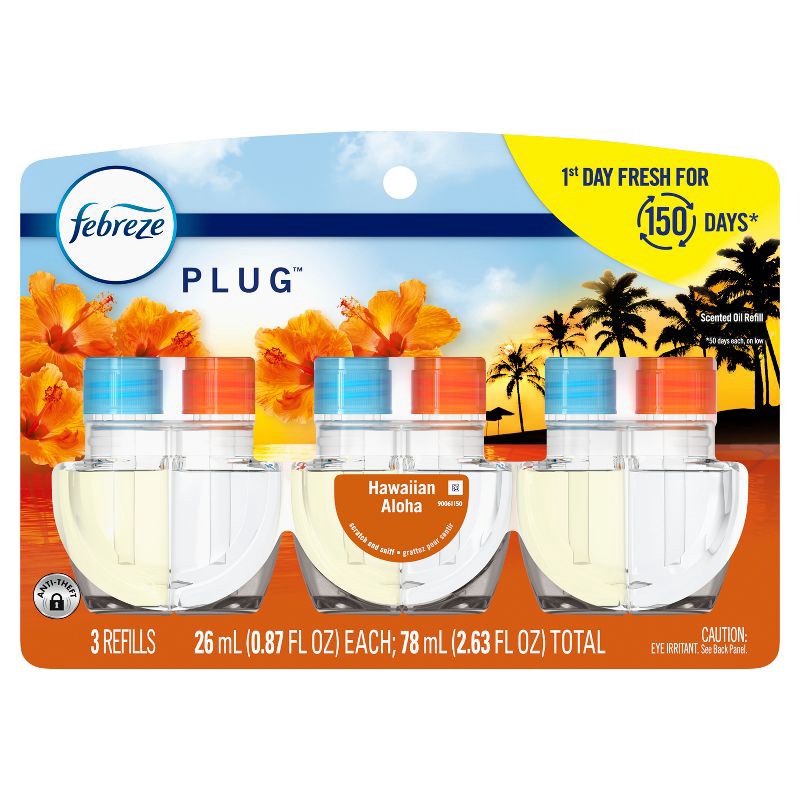 slide 2 of 15, Febreze Odor-Fighting Fade Defy Plug Air Freshener Refill - Hawaiian Aloha - 0.87 fl oz, 0.87 fl oz
