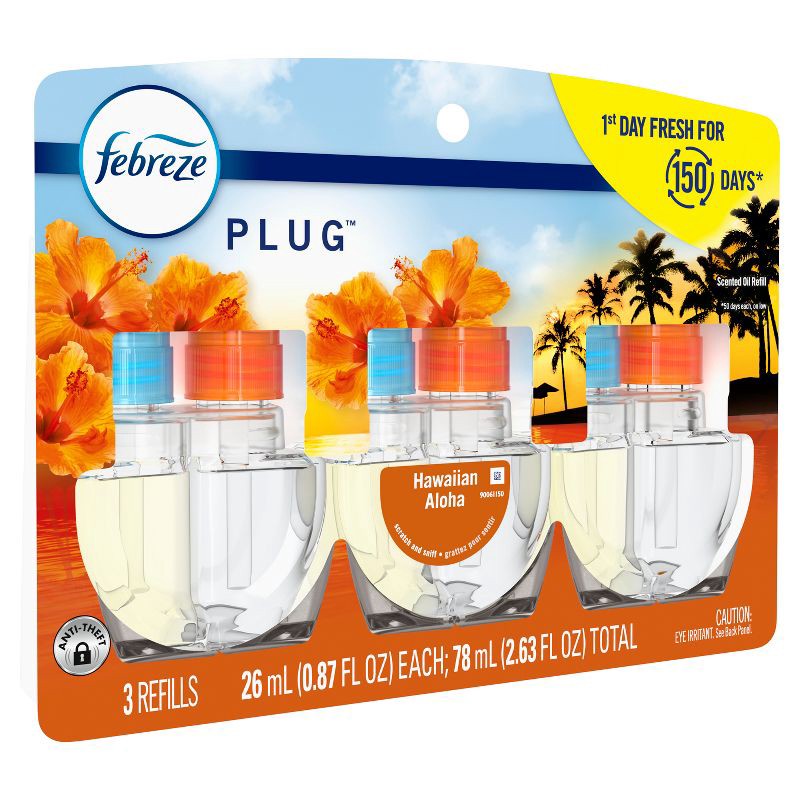 slide 13 of 15, Febreze Odor-Fighting Fade Defy Plug Air Freshener Refill - Hawaiian Aloha - 0.87 fl oz, 0.87 fl oz
