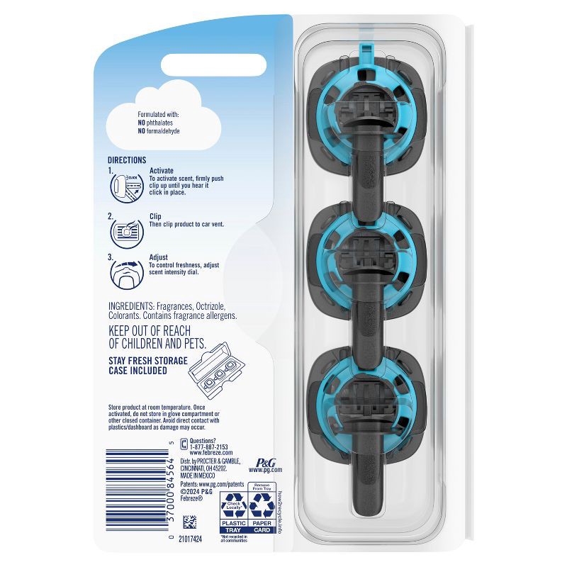 slide 12 of 12, Febreze Unstopables Car Odor-Fighting Car Freshener Vent Clip - Fresh - 0.21 fl oz/3pk, 0.21 fl oz, 3 ct