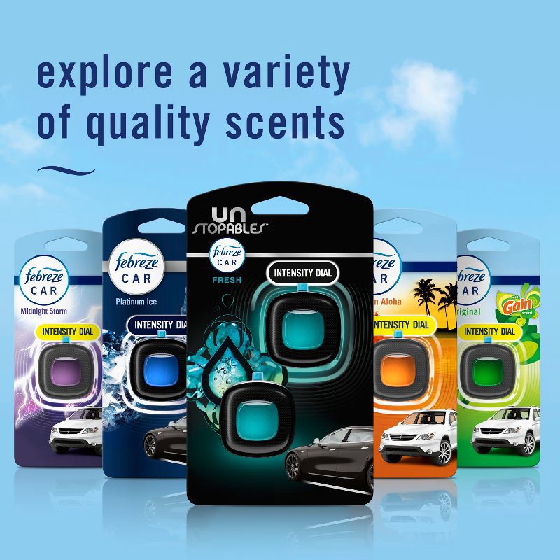 slide 9 of 12, Febreze Unstopables Car Odor-Fighting Car Freshener Vent Clip - Fresh - 0.21 fl oz/3pk, 0.21 fl oz, 3 ct