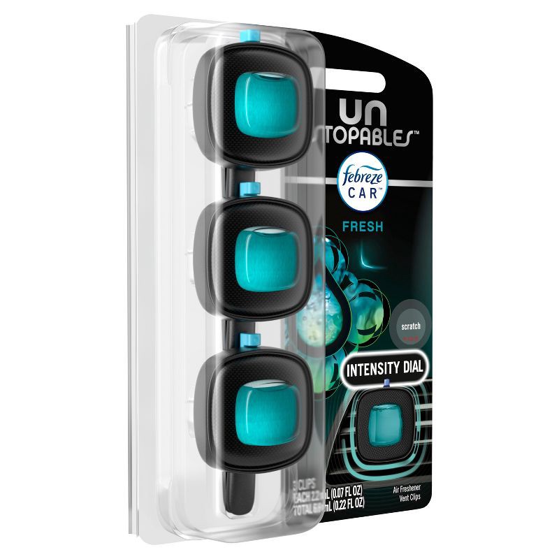 slide 10 of 12, Febreze Unstopables Car Odor-Fighting Car Freshener Vent Clip - Fresh - 0.21 fl oz/3pk, 0.21 fl oz, 3 ct