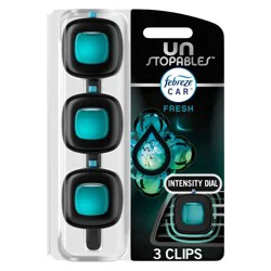 Febreze Unstopables Car Odor-Fighting Car Freshener Vent Clip - Fresh - 0.21 fl oz/3pk