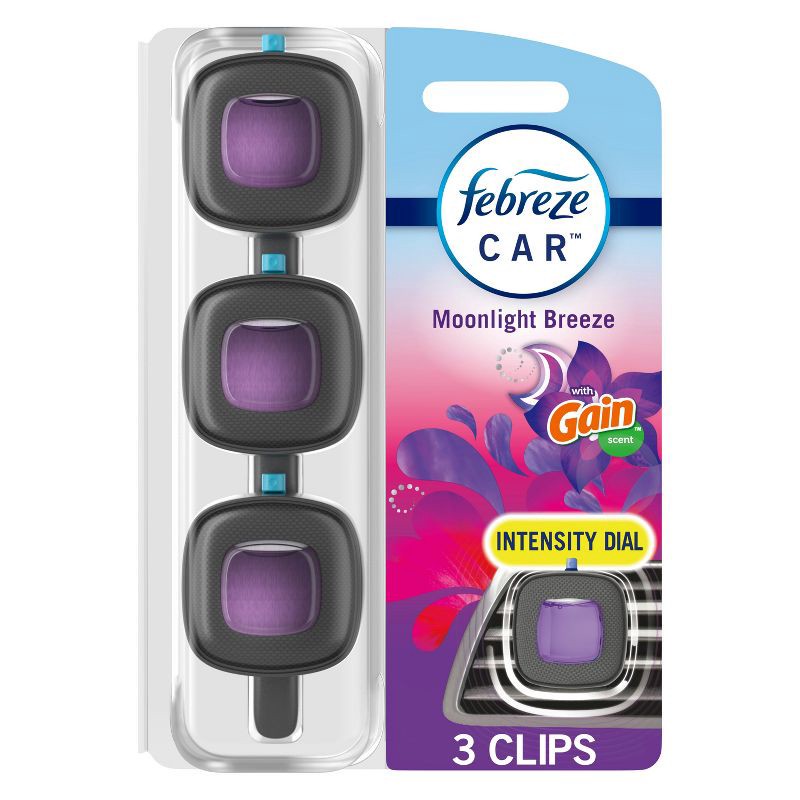 slide 1 of 11, Febreze Car Air Freshener Vent Clip - Gain Moonlight Breeze - 0.20 fl oz/3pk, 0.20 fl oz, 3 ct