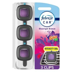 Febreze Car Air Freshener Vent Clip - Gain Moonlight Breeze - 0.20 fl oz/3pk