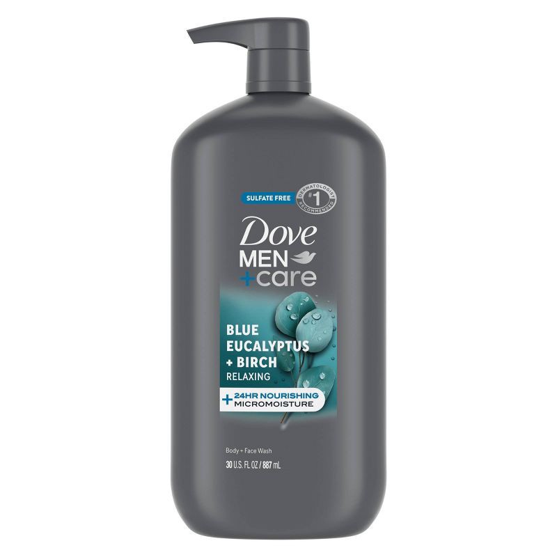 slide 1 of 6, Dove Men+Care Blue Eucalyptus + Birch Relaxing Body & Face Wash - Sulfate Free - 30 fl oz, 30 fl oz