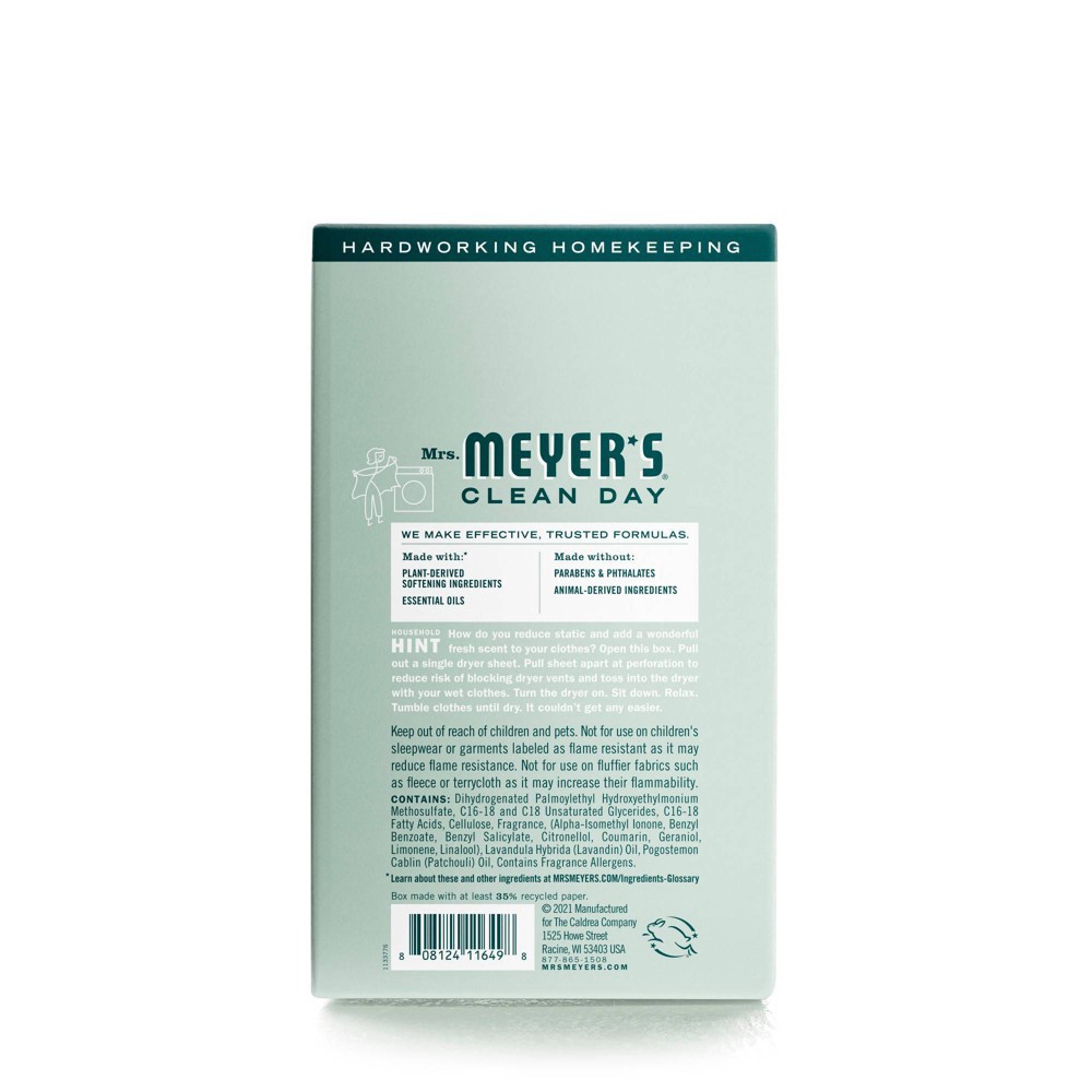 slide 3 of 3, Mrs. Meyer's Clean Day Dryer Sheets - Birchwood - 80ct, 80 ct