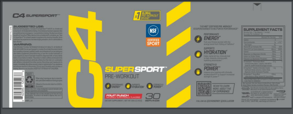 slide 2 of 5, C4 Sport Super Sport Fruit Punch Pre-Workout 7.9 oz, 7.94 oz