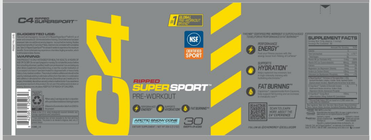 slide 5 of 5, Cellucor, C4 Ripped SuperSport, Pre Workout, Snow Cone, 6.80 g